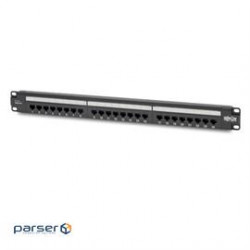 Cat6 24-Port Patch Panel - PoE+ Compliant, 110/Krone, 568A/B, RJ45 Ethernet, 1U Rack-Moun (N252-P24)
