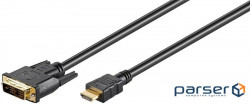 Кабель монітора-адаптер HDMI-DVI M/M 1.5m,18+1 D=5.5mm Gold,чорний (75.05.1881-1) (75.05.1881-1)