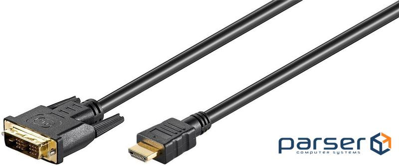 Кабель монітора-адаптер HDMI-DVI M/M 1.5m,18+1 D=5.5mm Gold,чорний (75.05.1881-1) (75.05.1881-1)
