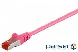 Патч-корд екранований RJ45 SFTP6 0.25m, patch AWG27 D=6.0mm Gold Protect, малиновий (75.09.5455-10)