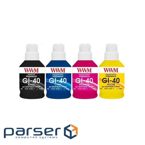 Чорнило WWM Canon GI-40 G5040/G6040 4х190г BP/C/M/Y KeyLock (G40SET4)