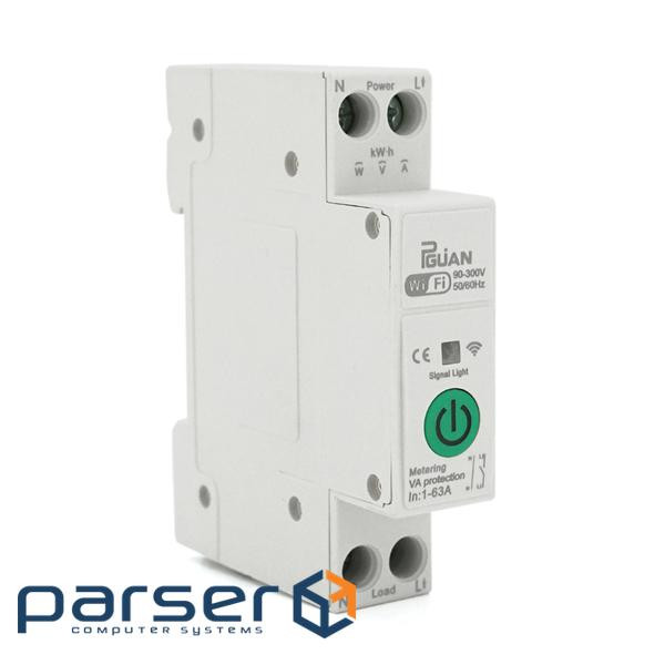 WI-FI вимикач-реле на DIN рейку 63А з вимірюванням струму та напруги, захистом від (WI-FI / VR63A+P) (WI-FI / VR63A+P)