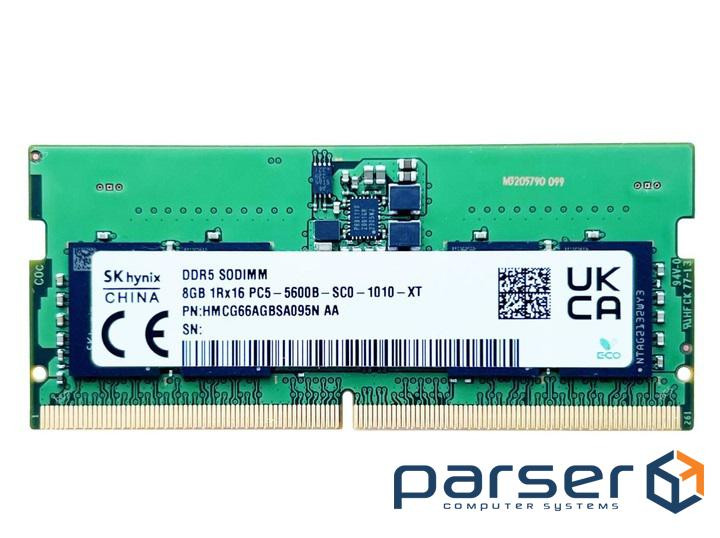 Пам"ять SO-DIMM, DDR5, 8Gb, 5600 MHz, Hynix, 1.1V, CL46 (HMCG66AGBSA092N AA)
