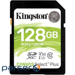 Memory card KINGSTON SDXC Canvas Select Plus 128GB UHS-I U3 V30 Class 10 (SDS2/128GB)