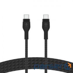 Cable Belkin USB-C - USB-C, BRAIDED SILICONE, 1m, black (CAB011BT1MBK)