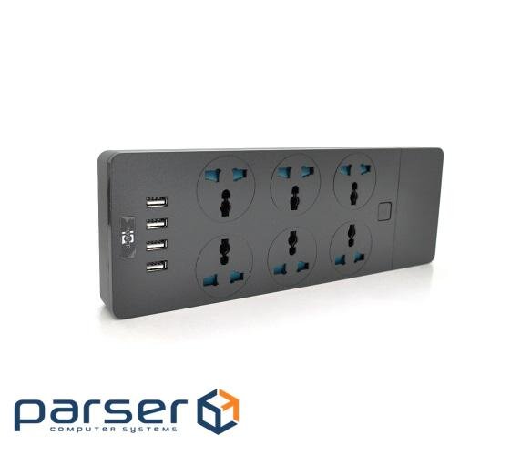 Мережевий фільтр Voltronic ТВ-Т12/19741 6 розетки, 4 USB, 2 м , Black