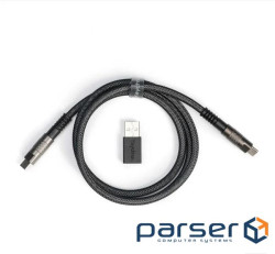 Дата кабель USB-C + USB A to USB-C 1.0m Double-Sleeved Geek black Keychron (CAB21_K (CAB21 KEYCHRON)