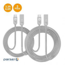 SIIG Cable CB-US0R11-S1 3.3 and 6.6ft Zinc Alloy USB-C to Type-A Charging and Sync Braided Cable Bun