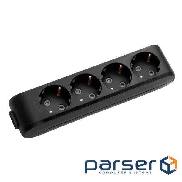 Колодка Panasonic X-tendia із заземленням 4 гнізда, з захистними шторками, чорна (WLTB04402BL-UA) (WLTB04402BL-UA)