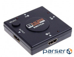 Перехідник моніторний HDMI 3x1 (Switch),Selector 1080p ручний Pas,чорний (78.01.4350-1) (78.01.4350-1)