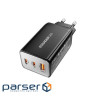 Зарядний пристрій Essager 2xUSB-C + 1xUSB PD67W QC4.0 FCP GaN black (ECT67W-LJB01-Z)