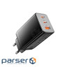 Зарядний пристрій Essager 2xUSB-C + 1xUSB PD67W QC4.0 FCP GaN black (ECT67W-LJB01-Z)