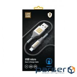 Кабель Luxe Cube Armored USB-microUSB, 1м, сірий (8886668686105)
