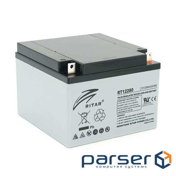 Акумуляторна батарея AGM RITAR RT12280 L5, Gray Case, 12V 28Ah (166х178х125)