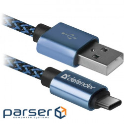 Date cable USB 2.0 AM to Type-C 1.0m USB09-03T PRO blue Defender (87817)
