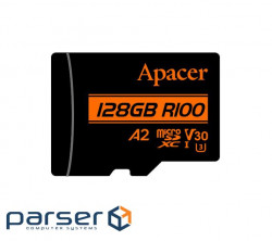 Карта пам'яті APACER microSDXC 128GB UHS-I U3 V30 A2 Class 10 + SD-adapter (AP128GMCSX10U8-R)