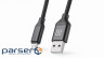 Date cable USB 2.0 AM to Micro 5P 2.0m Fabric Premium black REAL-EL (EL123500048)
