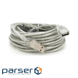 Подовжувач USB 2.0 AM / AF, 10.0m, 1 ферит, прозорий синій Q70 (YT-AM/AF-10TBL)