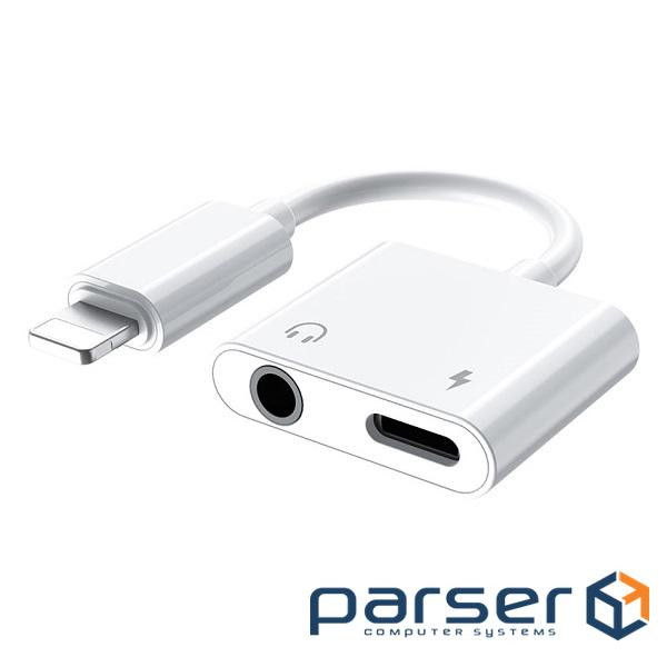 Адаптер Remax RL-LA07 Concise 2-in-1 Lightning(M) to 3.5mm miniJack(F)/Lightning(F), (6972174150536)