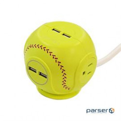 Accell Surge Protector D080B-049D 540J surge protector 3AC outlets 4xUSB-A 6ft Softball Yellow Retai
