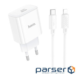 Зарядний пристрій HOCO C76A Pro Majestic USB-C PD30W + cable USB-C to Lightning White (6942007616317)