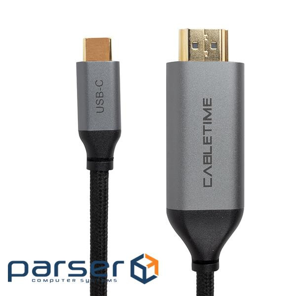 Кабель POWERPLANT USB-C-HDMI v2.0 1.8м Black (CA913350)