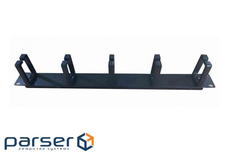 Кабельний органайзер 1U 19" металевий з 5 пластиковими кільцями (19C-CM-03) (19C-CM-03)