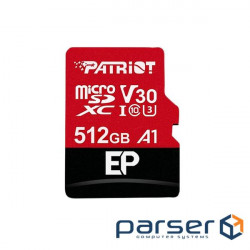 microSDXC (UHS-1 U3) Patriot EP Series 512Gb class 10 V30 (R-100MB/s, W-80MB/s) (ad (PEF512GEP31MCX)