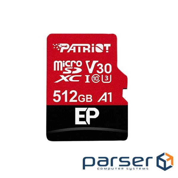 Карта пам'яті PATRIOT microSDXC EP 512GB UHS-I U3 V30 A1 Class 10 + SD-adapter (PEF512GEP31MCX)