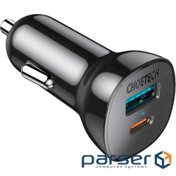Автомобільний зарядний пристрій CHOETECH TC0005 38W Dual USB Car Charger Black (TC0005-BK)