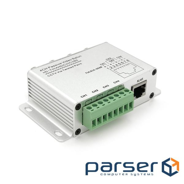 Пасивний 4-х канальний приймач відеосигналу TIA / EIA-568B AHD / CVI / TVI, 720P / 1080P - (YT30453) TIA / EIA-568B AHD
