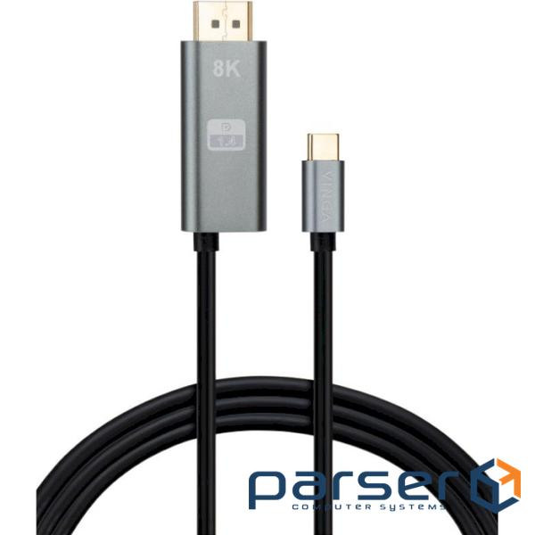 Кабель VINGA USB-C - DisplayPort/USB-C 1.5м Black (VCPVCCD1415PD)