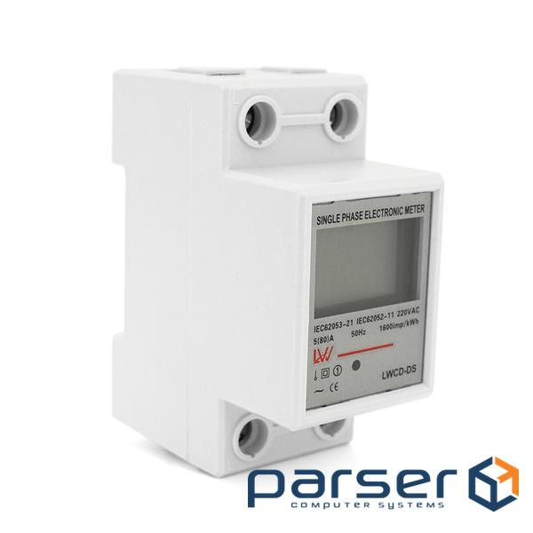 Однофазний електронний лічильник на DIN-рейку, 220V, LCD (LWCD-DS) , 220V, LCD (LWCD-DS)