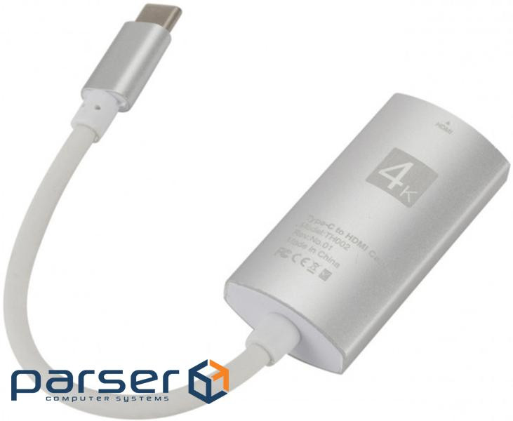 Перехідник USB3.1 Type-C --> HDMI (F), 4K 30HZ, кабель 0.1м, срібний (S0935) (S0935)