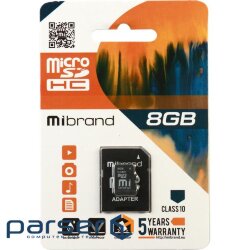 Карта пам'яті Mibrand 8GB microSDHC class 10 (MICDHC10/8GB-A)