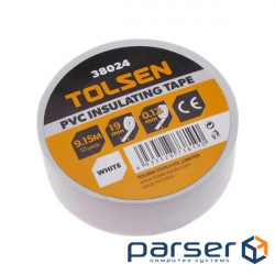 Insulating tape Tolsen 19 mm x 9.2 m white 0.13 mm (38024)