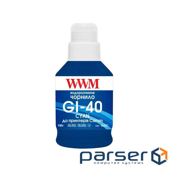 Чорнило WWM Canon GI-40 для G5040/G6040 190г Cyan (KeyLock) (G40C)