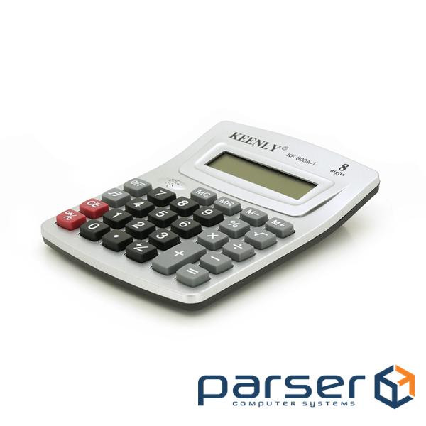 Калькулятор офісний KEENLY KK-800A-1, 27 кнопок, розміри 140*110*30мм, Silver, BOX , Silver, BOX