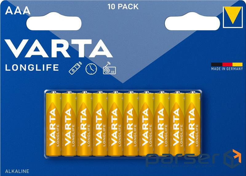 Батарейка Varta Longlife лужна AAA блістер, 10 шт (04103101761)
