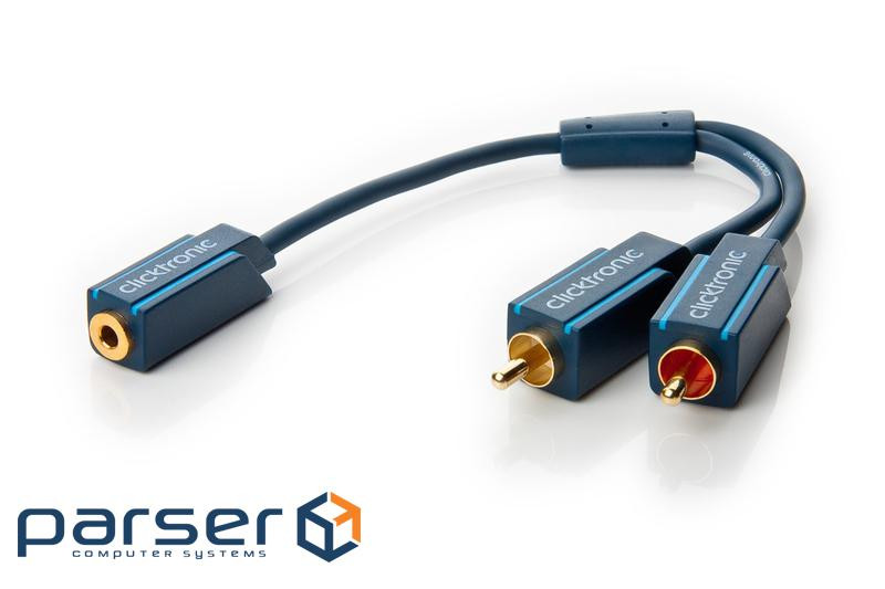 Перехідник Click Tronic аудіо Jack 3.5mm 3pin-RCAx2 F/M,0.1m Casual D=3.9mm 42xWires (75.07.0493-1)