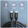Дата кабель USB-C to USB-C 1.0m v3.2 Gen 1 PD 60W 3A black AXAGON (BUCM3-CM10AB) (BUCM3-CM10AB 1м)
