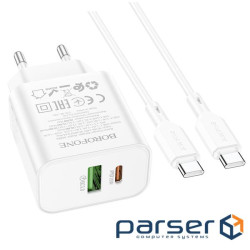 Набір BOROFONE BA88A СЗУ USB+Type-C+ кабель Type-C, PD20W+Q3.0, 1м, White, Blister (BA88A / 20WTcW) , White, Blister (BA88A / 20WTcW)