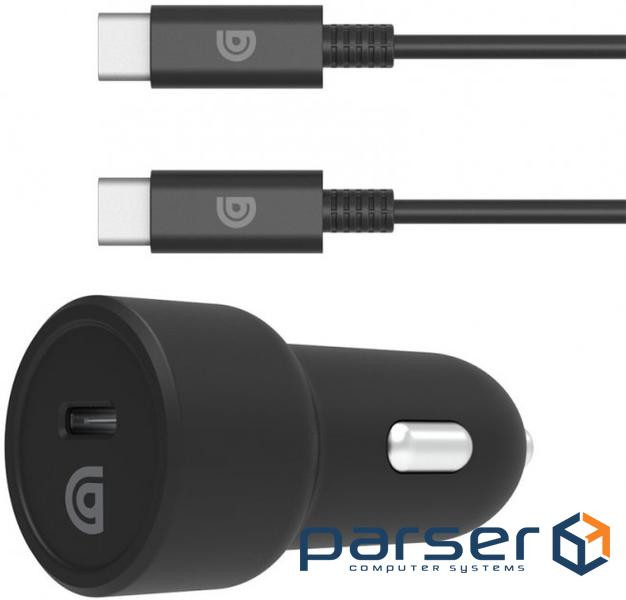 Кабельна продукція Single Port 15W USB-C Car Charger + USB-C Cable black (GP-088-BLK)