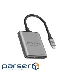 Адаптер Promate USB Type-C - 2xHDMI (M/F) MediaLink-H2 Grey (medialink-h2.grey)