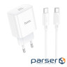 Зарядний пристрій HOCO C76A Pro Majestic USB-C PD30W + cable USB-C to USB-C White (6942007616324)