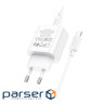 Зарядний пристрій HOCO C76A Pro Majestic USB-C PD30W + cable USB-C to USB-C White (6942007616324)