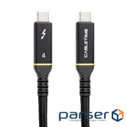 Дата кабель USB-C to USB-C 1.0m USB4 40Gbps, 100W, 20V/ 5A, 4K/ 60HZ PowerPlant (CA913299)