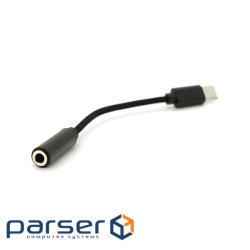 Кабель-перехідник KIN KY-222 Jack 3.5mm(F) => Type-C(M), 0.1м, Black, Box , Black, Box