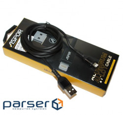 Cable Aspor A122 USB <-> Lightning, Black, 1.2m , 2.1A (A122 Black)