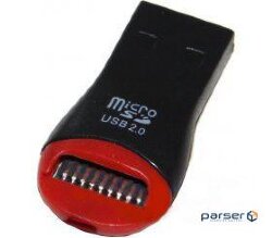 Кардрідер USB2.0 Voltronic MicroSD Black/Red (06259), техпакет 